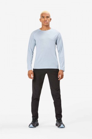 NNormal merino long sleeve t-shirt Niebieskie | JXL879102