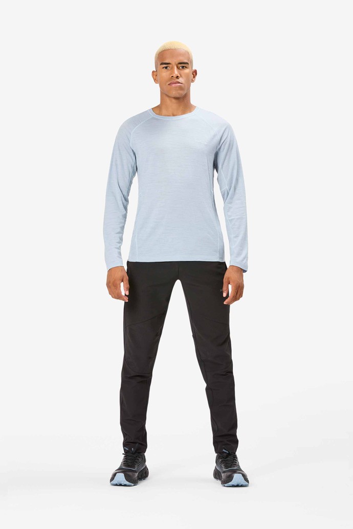 NNormal merino long sleeve t-shirt Niebieskie | JXL879102